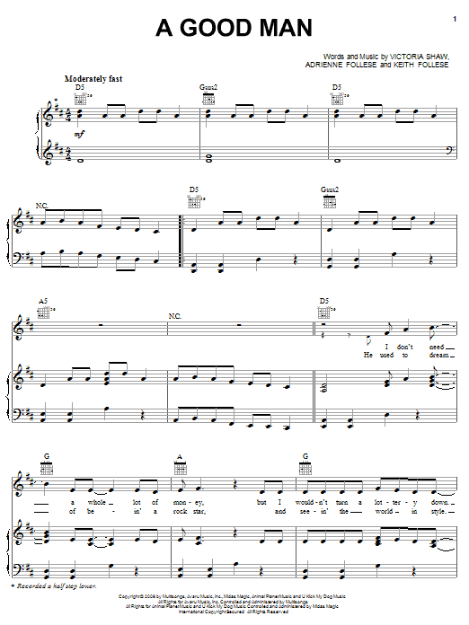 Emerson Drive A Good Man sheet music notes and chords. Download Printable PDF.