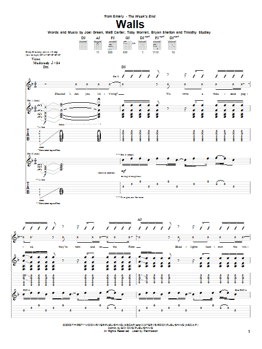 Emery Walls sheet music notes and chords. Download Printable PDF.