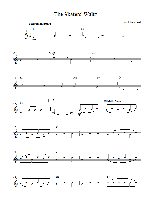 Emile Waldteufel The Skaters Waltz sheet music notes and chords. Download Printable PDF.