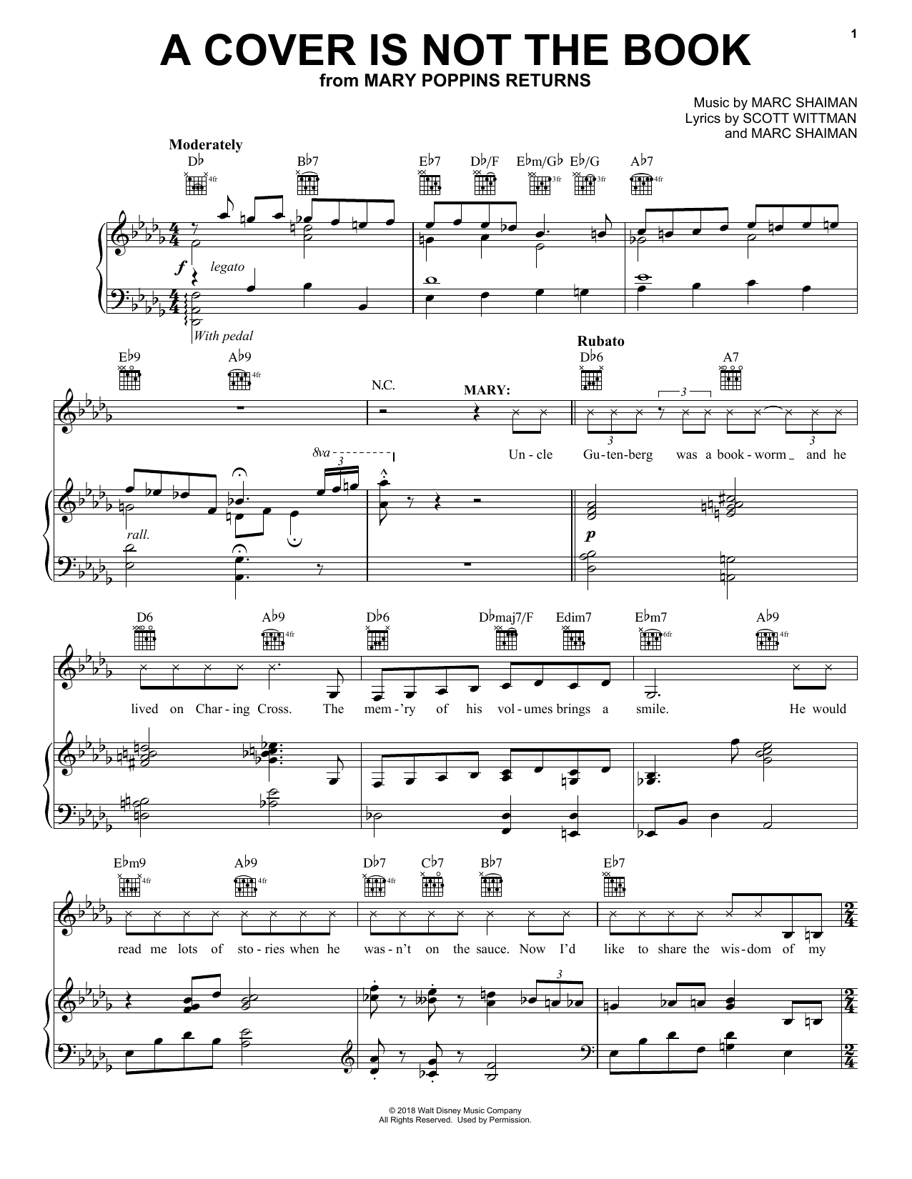 Learn to play Emily Blunt, Lin-Manuel Miranda & Company A Cover Is Not The Book (from Mary Poppins Returns) sheet music for Easy Piano in minutes. Emily Blunt, Lin-Manuel Miranda & Company A Cover Is Not The Book (from Mary Poppins Returns) sheet music notes and chords. Download Printable PDF.