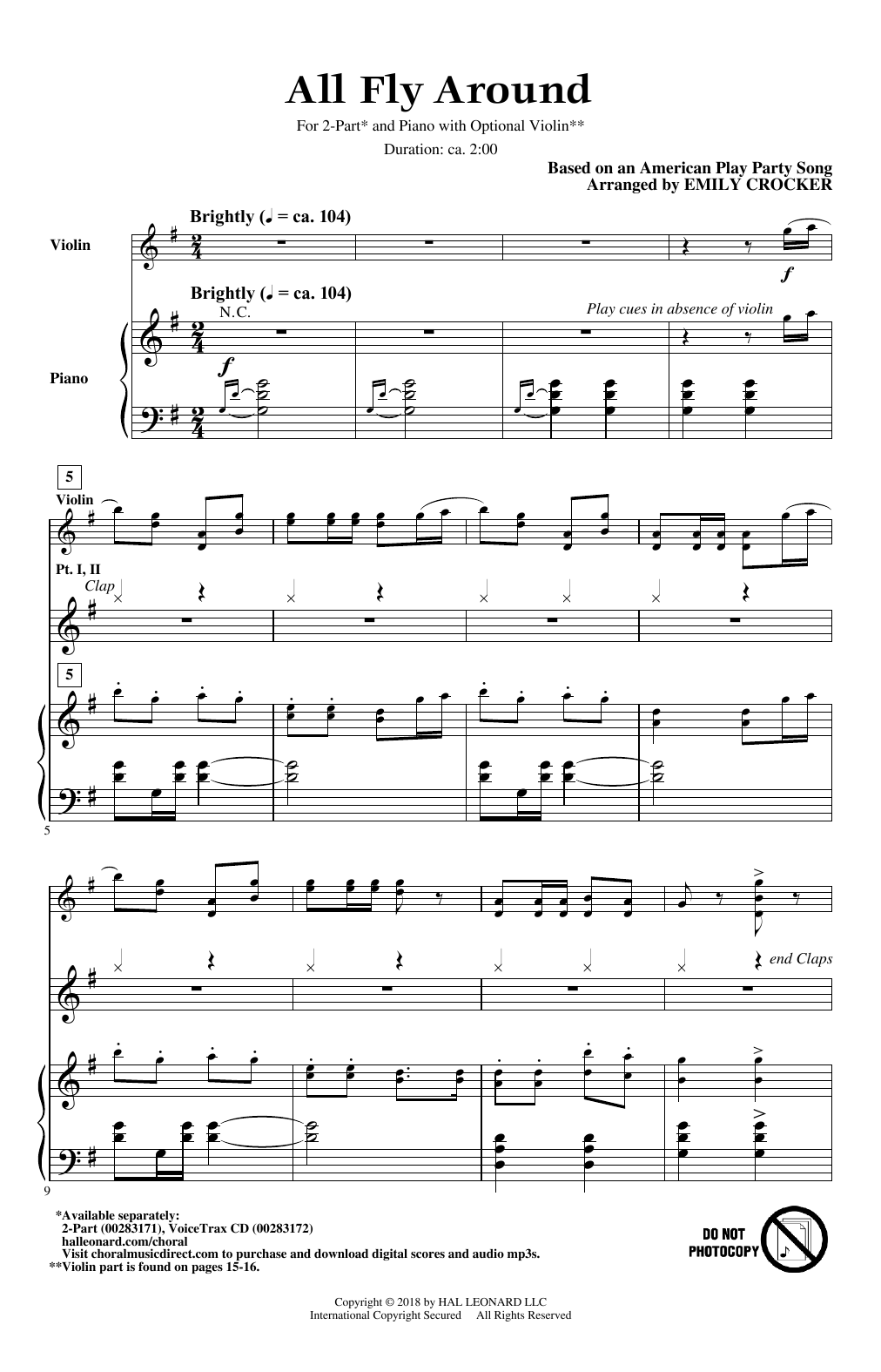 Emily Crocker All Fly Around sheet music notes and chords. Download Printable PDF.