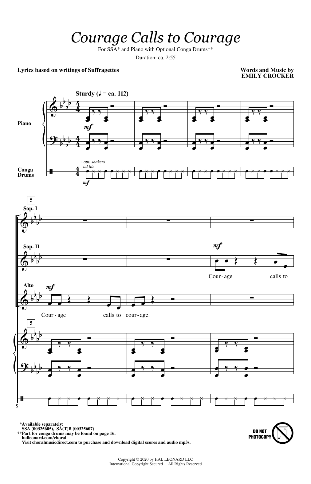 Learn to play Emily Crocker Courage Calls To Courage sheet music for SATB Choir in minutes. Price: 3.9900$ Emily Crocker Courage Calls To Courage sheet music notes and chords arranged for SATB Choir