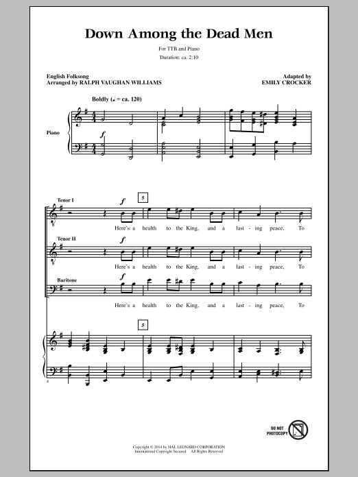 Learn to play Emily Crocker Down Among The Dead Men sheet music for TTBB Choir in minutes. Emily Crocker Down Among The Dead Men sheet music notes and chords. Download Printable PDF.