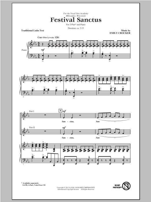 Emily Crocker Festival Sanctus sheet music notes and chords. Download Printable PDF.