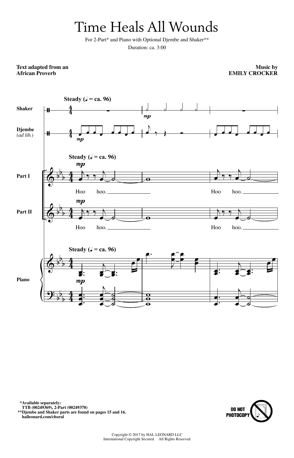Learn to play Emily Crocker Time Heals All Wounds sheet music for 2-Part Choir in minutes. Price: 3.9900$ Emily Crocker Time Heals All Wounds sheet music notes and chords arranged for 2-Part Choir