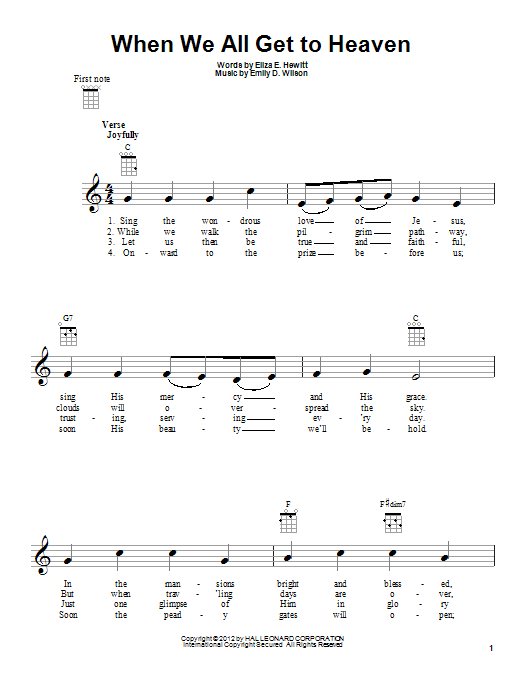 Emily D. Wilson When We All Get To Heaven sheet music notes and chords. Download Printable PDF.