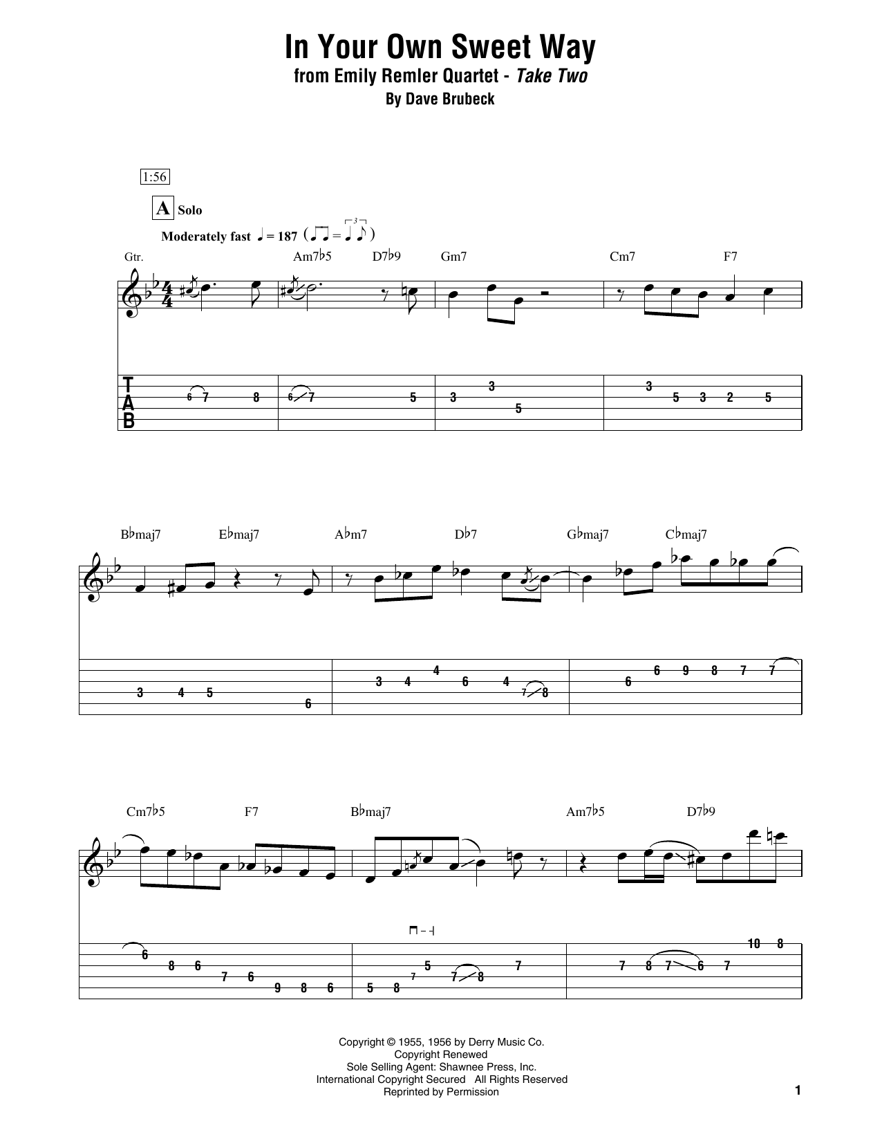 Emily Remler Quartet In Your Own Sweet Way sheet music notes and chords. Download Printable PDF.