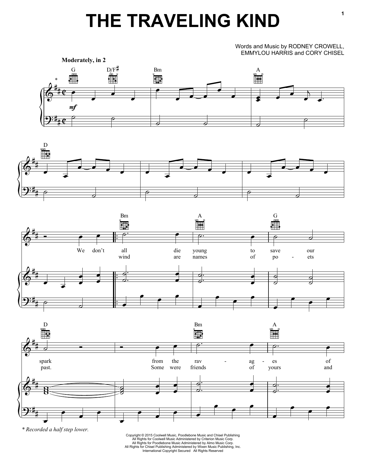 Learn to play Emmylou Harris & Rodney Crowell The Traveling Kind sheet music for Piano, Vocal & Guitar Chords (Right-Hand Melody) in minutes. Price: 7.8900$ Emmylou Harris & Rodney Crowell The Traveling Kind sheet music notes and chords arranged for Piano, Vocal & Guitar Chords (Right-Hand Melody)