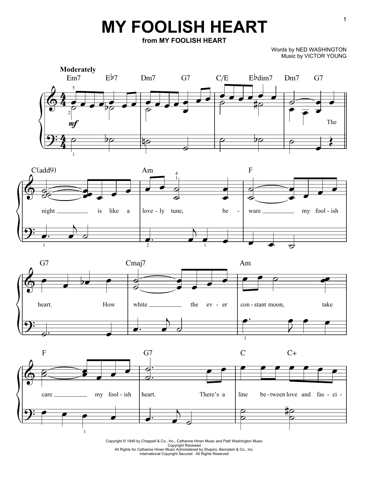 Engelbert Humperdinck My Foolish Heart sheet music notes and chords. Download Printable PDF.