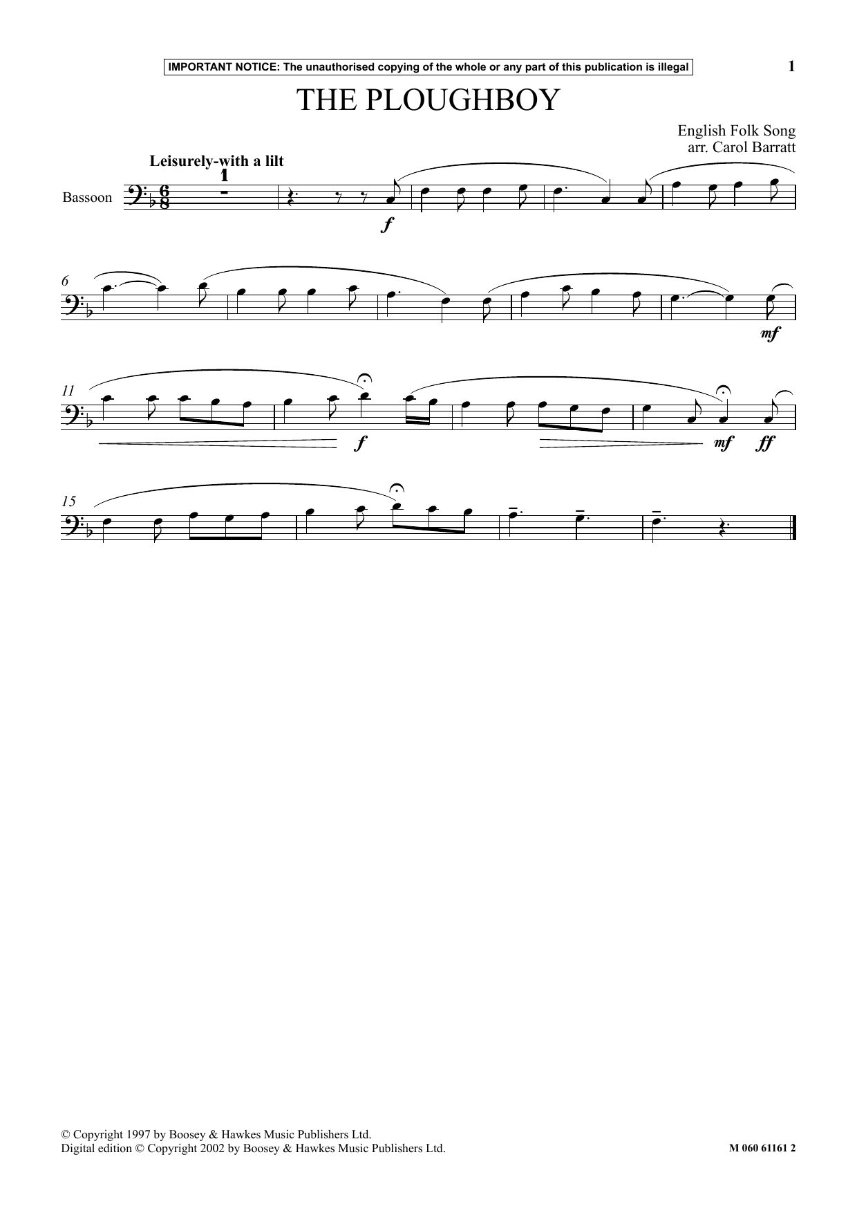 English Folk Song The Ploughboy sheet music notes and chords. Download Printable PDF.