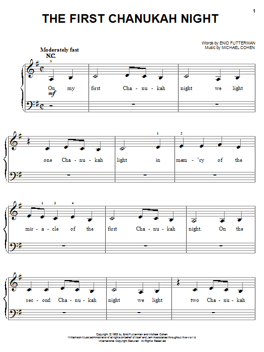 Enid Futterman The First Chanukah Night sheet music notes and chords. Download Printable PDF.