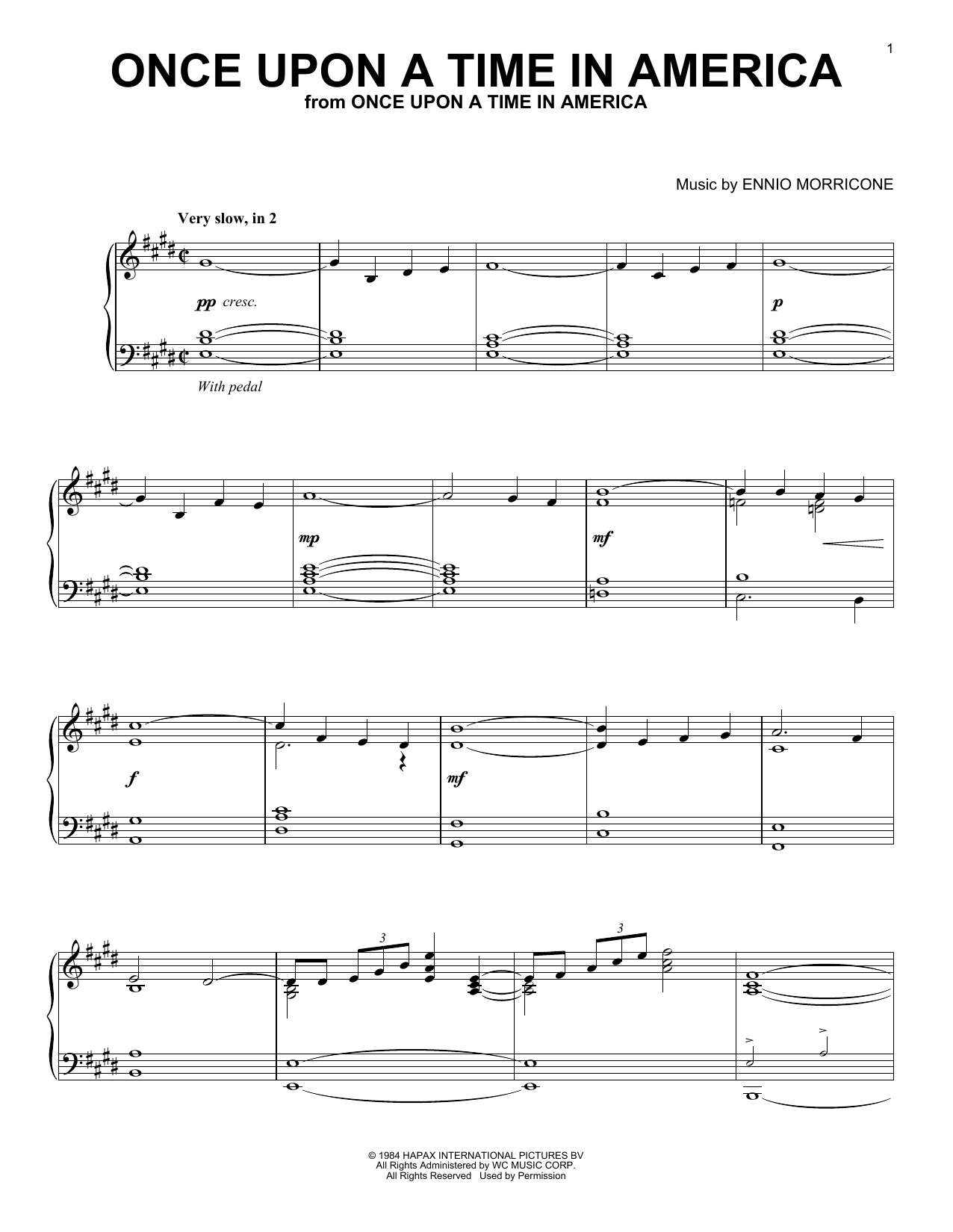 Ennio Morricone Once Upon A Time In America From Once Upon A Time In America Sheet Music Notes Chords Download Printable Pdf Score