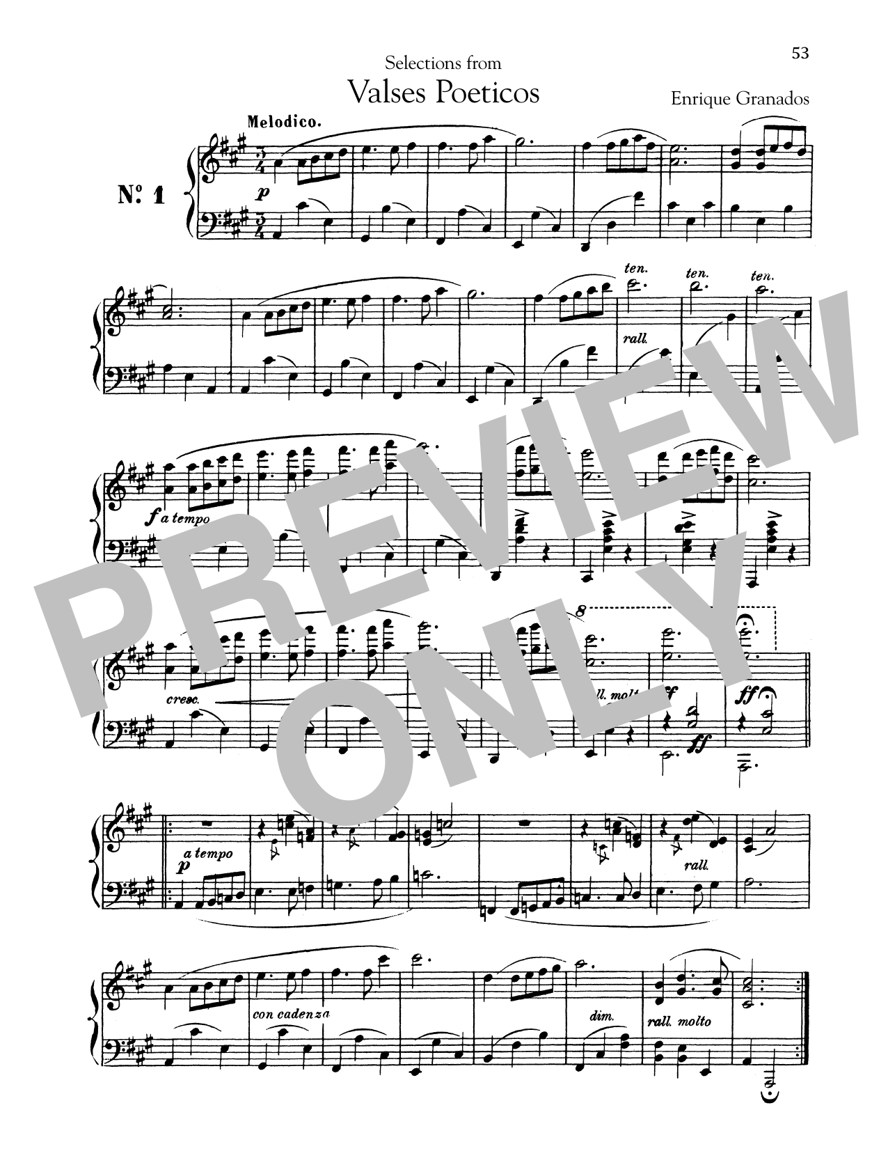 Enrique Granados Melodico sheet music notes and chords. Download Printable PDF.