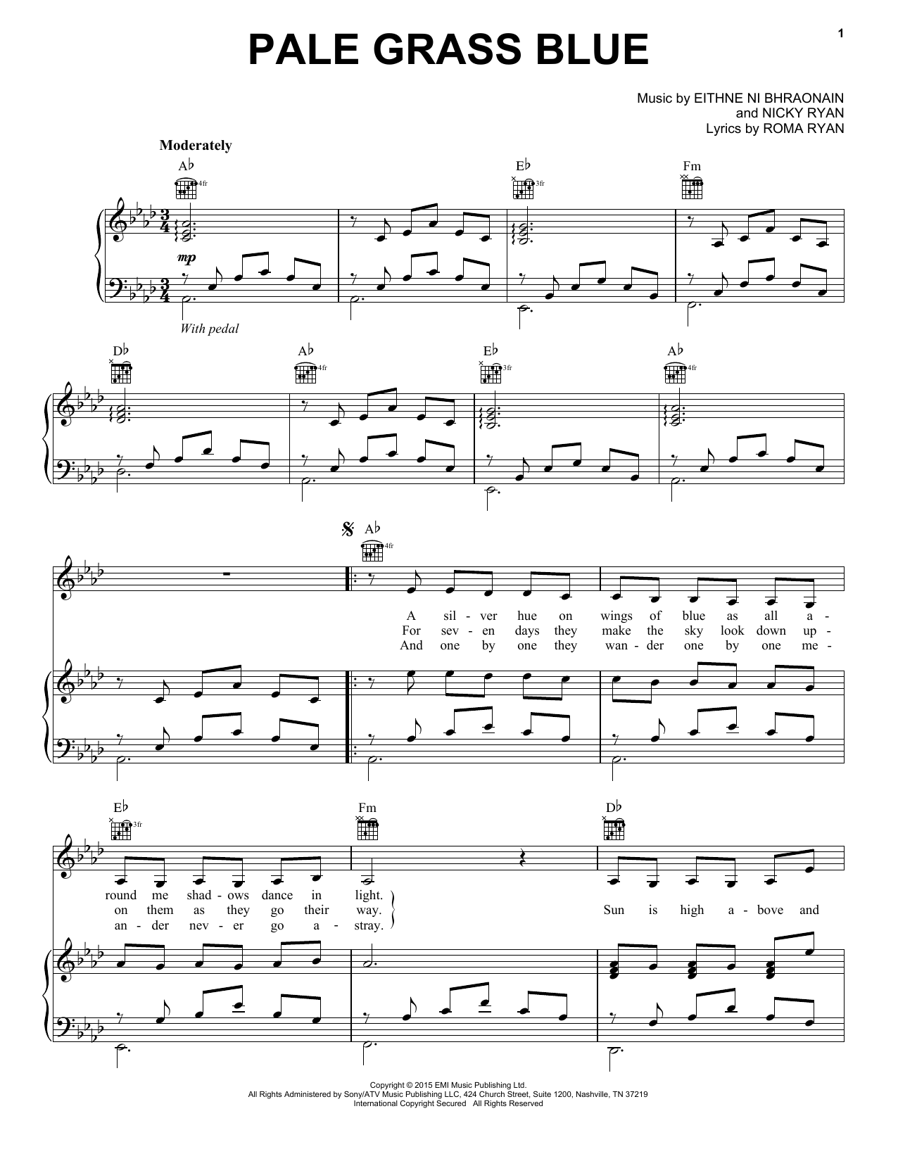 Enya Pale Grass Blue sheet music notes and chords. Download Printable PDF.