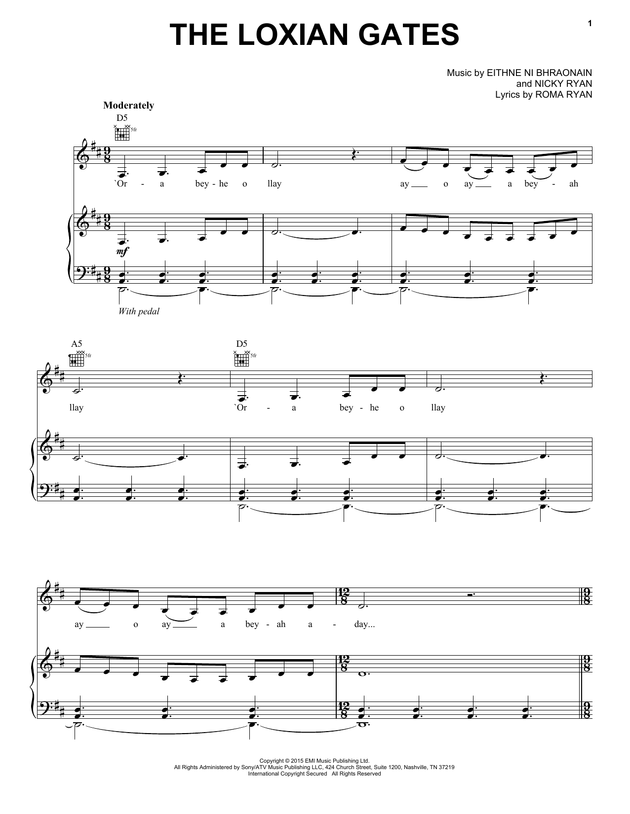 Enya The Loxian Gates sheet music notes and chords. Download Printable PDF.