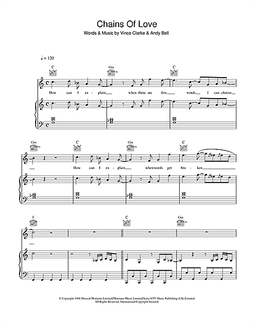 Erasure Chains Of Love sheet music notes and chords. Download Printable PDF.