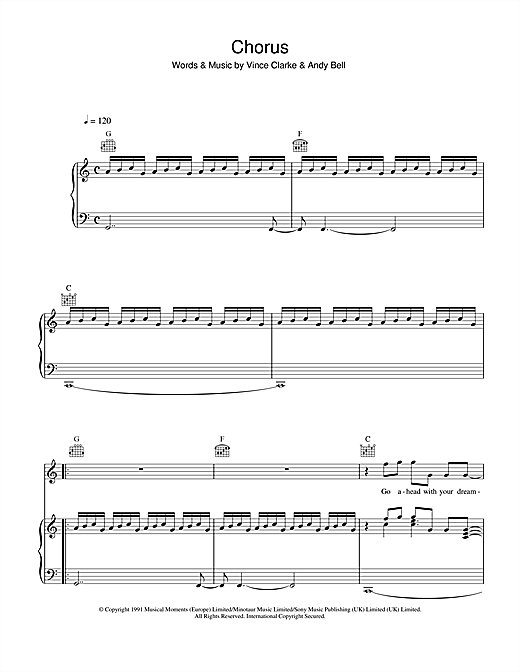 Erasure Chorus sheet music notes and chords. Download Printable PDF.