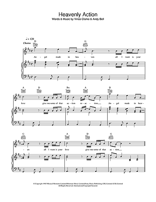 Erasure Heavenly Action sheet music notes and chords. Download Printable PDF.