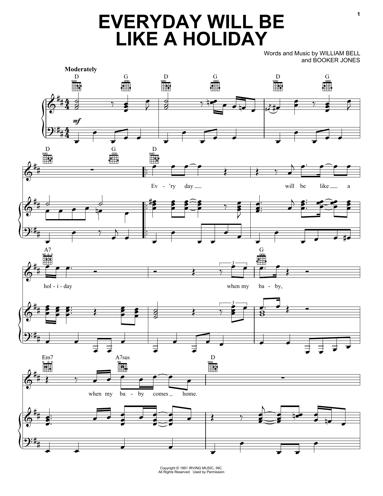 Eric Clapton Everyday Will Be Like A Holiday sheet music notes and chords. Download Printable PDF.