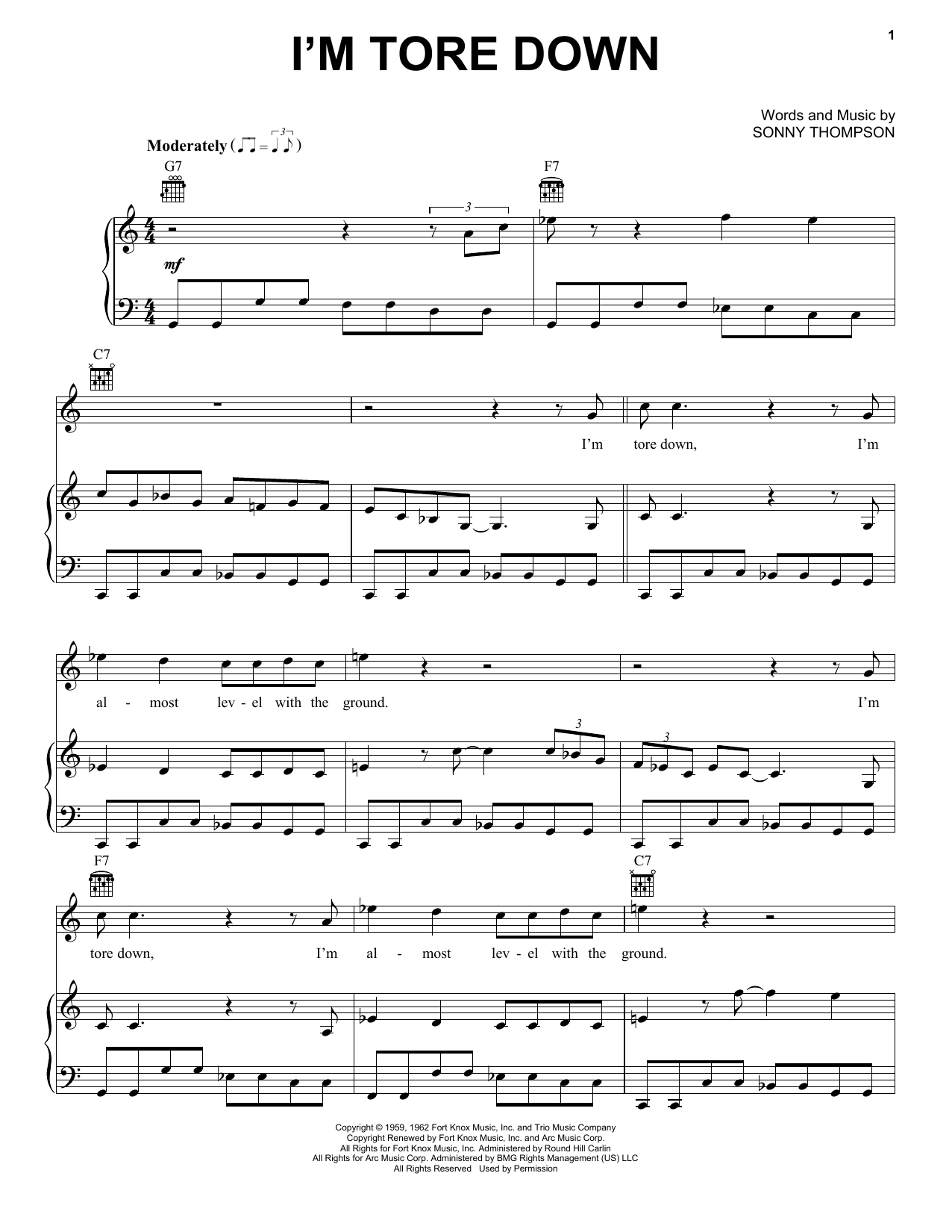 Eric Clapton I'm Tore Down sheet music notes and chords. Download Printable PDF.