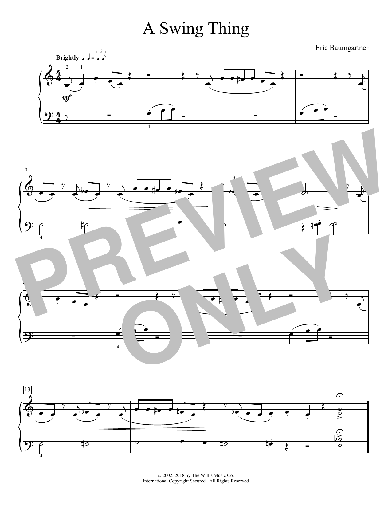 Eric Baumgartner A Swing Thing sheet music notes and chords. Download Printable PDF.