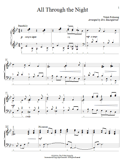 Learn to play Eric Baumgartner All Through The Night sheet music for Educational Piano in minutes. Price: 6.9900$ Eric Baumgartner All Through The Night sheet music notes and chords arranged for Educational Piano
