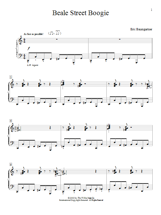 Eric Baumgartner Beale Street Boogie sheet music notes and chords. Download Printable PDF.