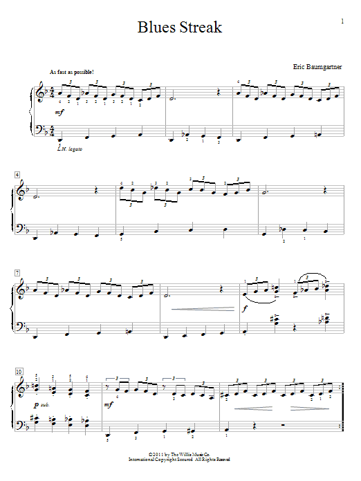 Eric Baumgartner Blues Streak sheet music notes and chords. Download Printable PDF.