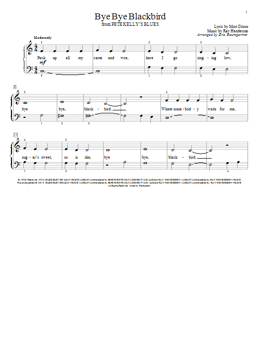 Eric Baumgartner Bye Bye Blackbird sheet music notes and chords. Download Printable PDF.