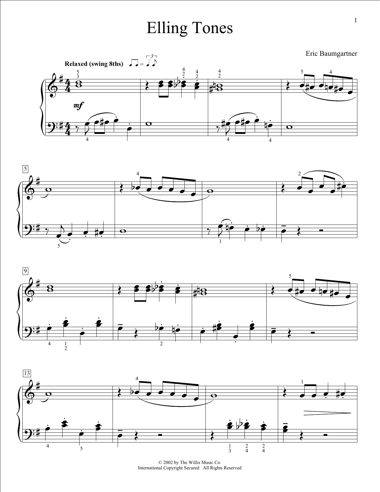 Eric Baumgartner Elling Tones sheet music notes and chords. Download Printable PDF.