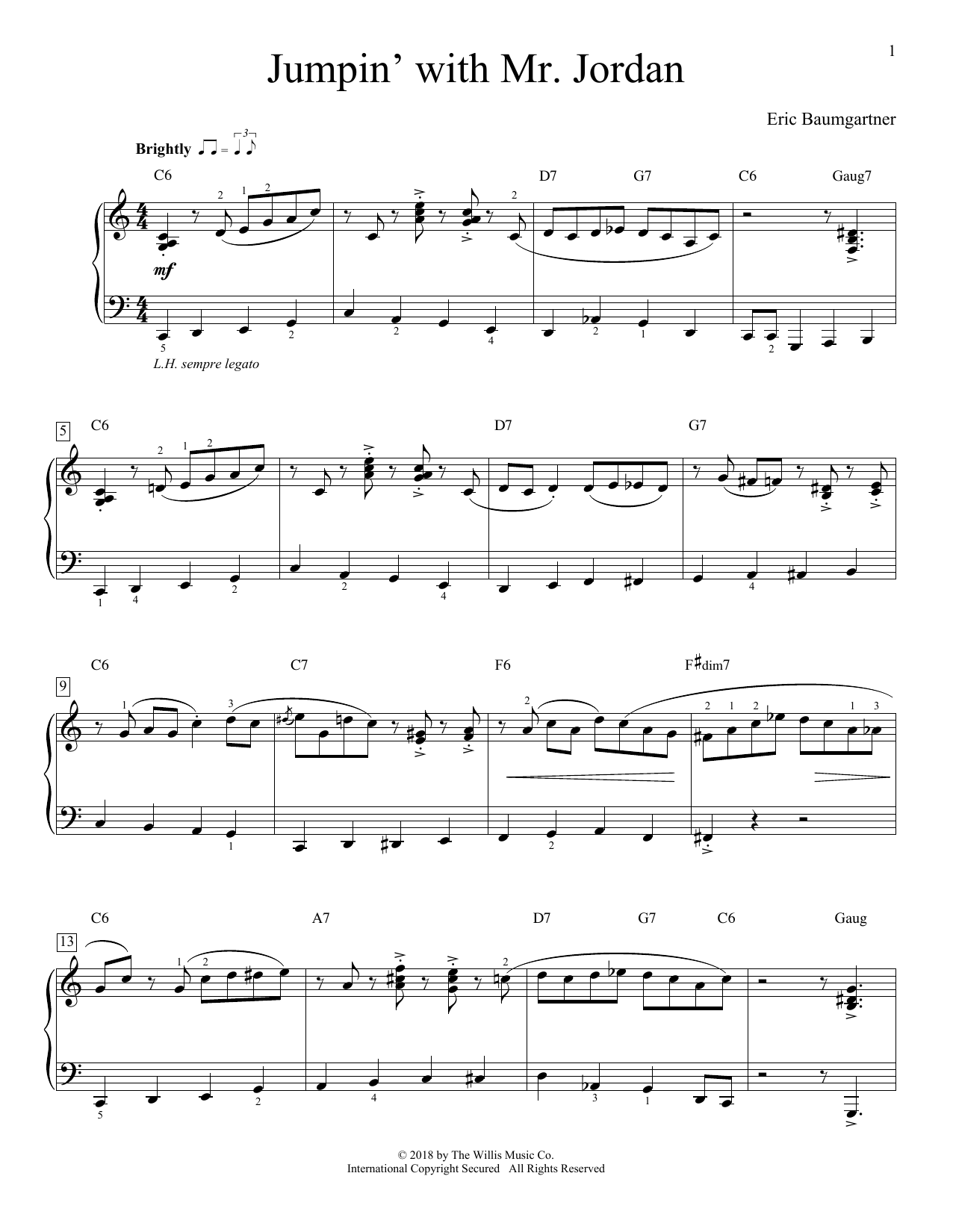 Learn to play Eric Baumgartner Jumpin' With Mr. Jordan sheet music for Piano Duet in minutes. Eric Baumgartner Jumpin' With Mr. Jordan sheet music notes and chords. Download Printable PDF.