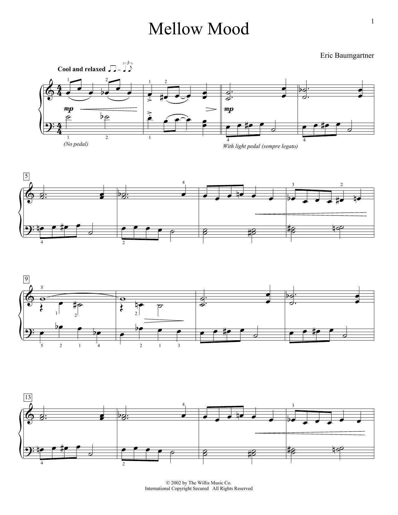 Eric Baumgartner Mellow Mood sheet music notes and chords. Download Printable PDF.