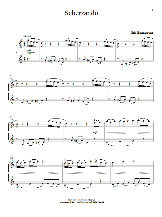 Eric Baumgartner Scherzando sheet music notes and chords. Download Printable PDF.