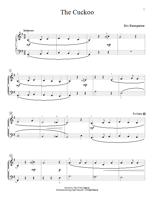 Eric Baumgartner The Cuckoo sheet music notes and chords. Download Printable PDF.