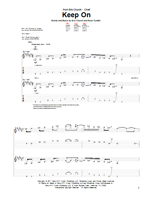 Eric Church Keep On sheet music notes and chords. Download Printable PDF.