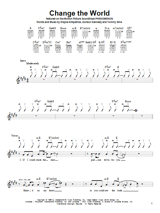 Eric Clapton Change The World Sheet Music Pdf Notes Chords Rock Score Violin Solo Download Printable Sku