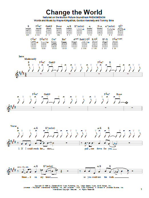 Eric Clapton Change The World Sheet Music Pdf Notes Chords Rock Score Guitar Chords Lyrics Download Printable Sku 79482