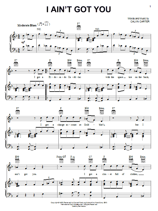 Jolly permeabilitet en kreditor Eric Clapton "I Ain't Got You" Sheet Music PDF Notes, Chords | Rock Score  Guitar Chords/Lyrics Download Printable. SKU: 79472