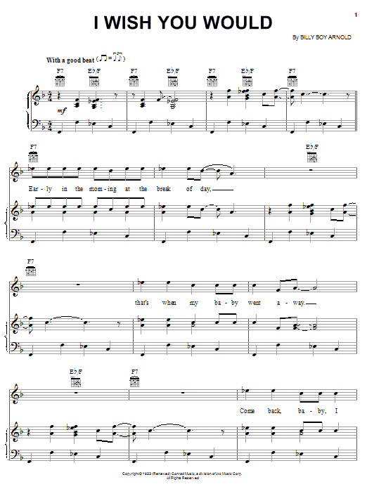 Eric Clapton I Wish You Would sheet music notes and chords. Download Printable PDF.