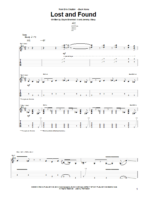 Eric Clapton Lost And Found sheet music notes and chords. Download Printable PDF.