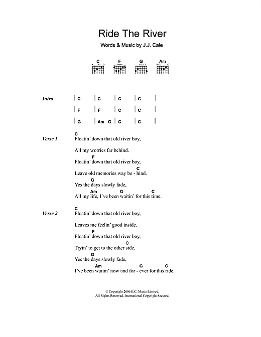 Eric Clapton Ride The River sheet music notes and chords. Download Printable PDF.