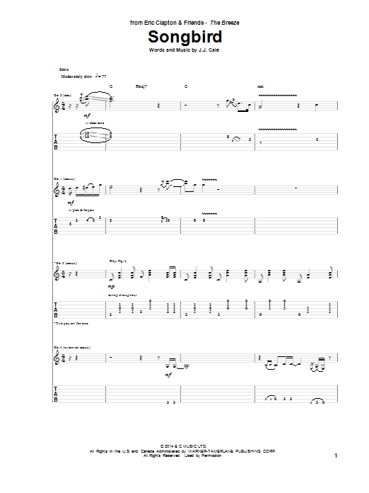 Eric Clapton Songbird sheet music notes and chords. Download Printable PDF.