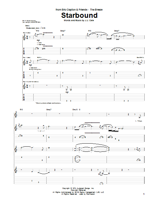 Eric Clapton Starbound sheet music notes and chords. Download Printable PDF.