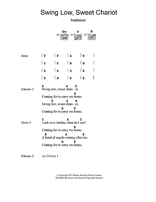 Eric Clapton Swing Low Sweet Chariot Sheet Music Notes Chords Download Printable Guitar Chords Lyrics Sku 107934