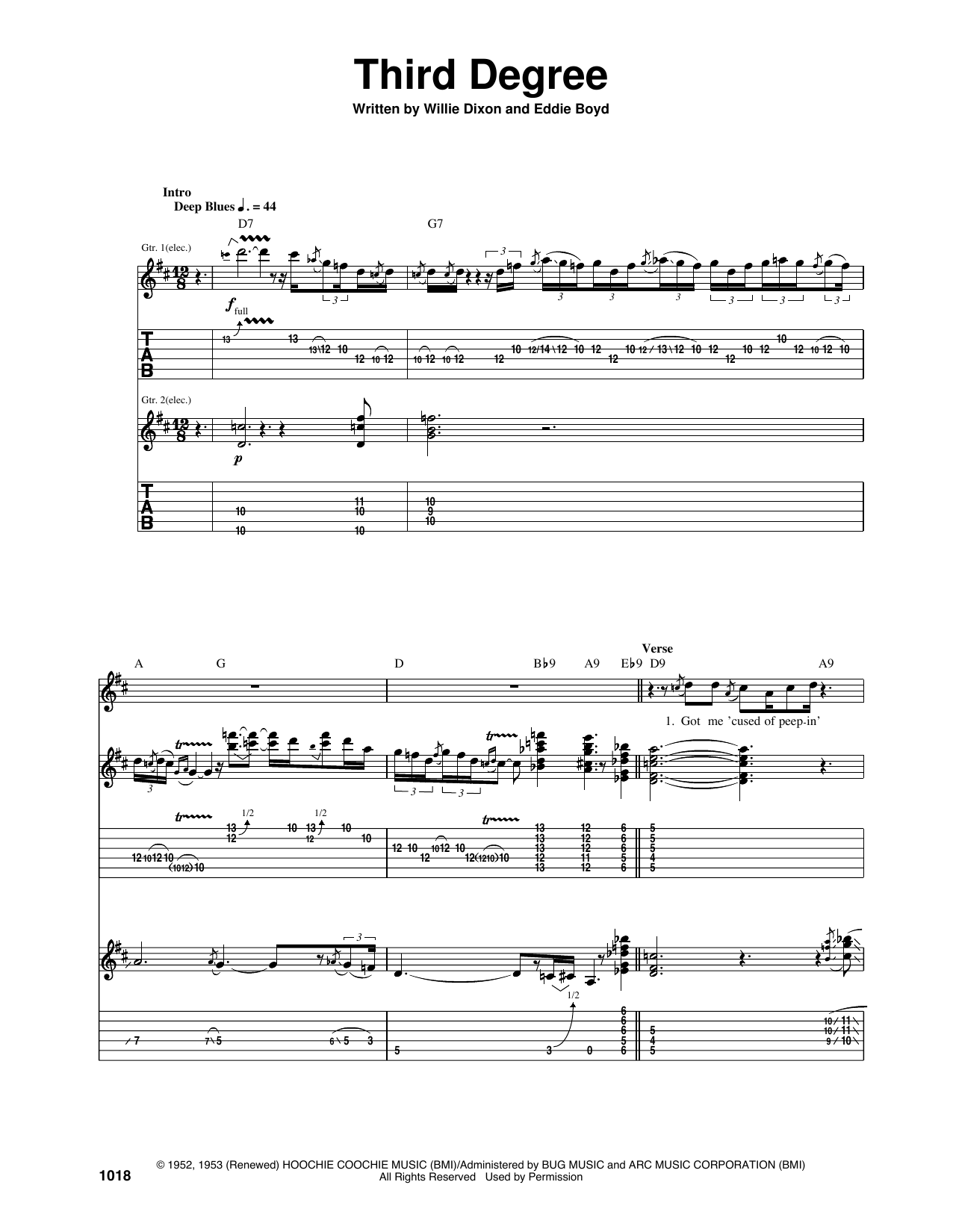 Eric Clapton Third Degree sheet music notes and chords. Download Printable PDF.