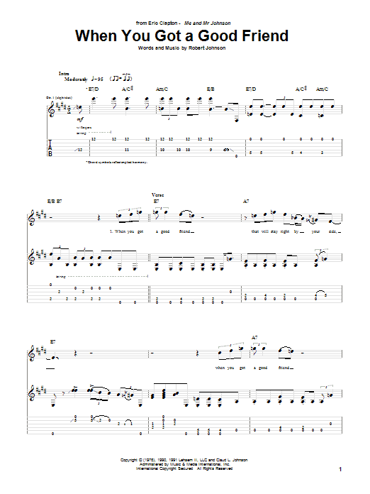 Learn to play Eric Clapton When You Got A Good Friend sheet music for Guitar Tab in minutes. Eric Clapton When You Got A Good Friend sheet music notes and chords. Download Printable PDF.