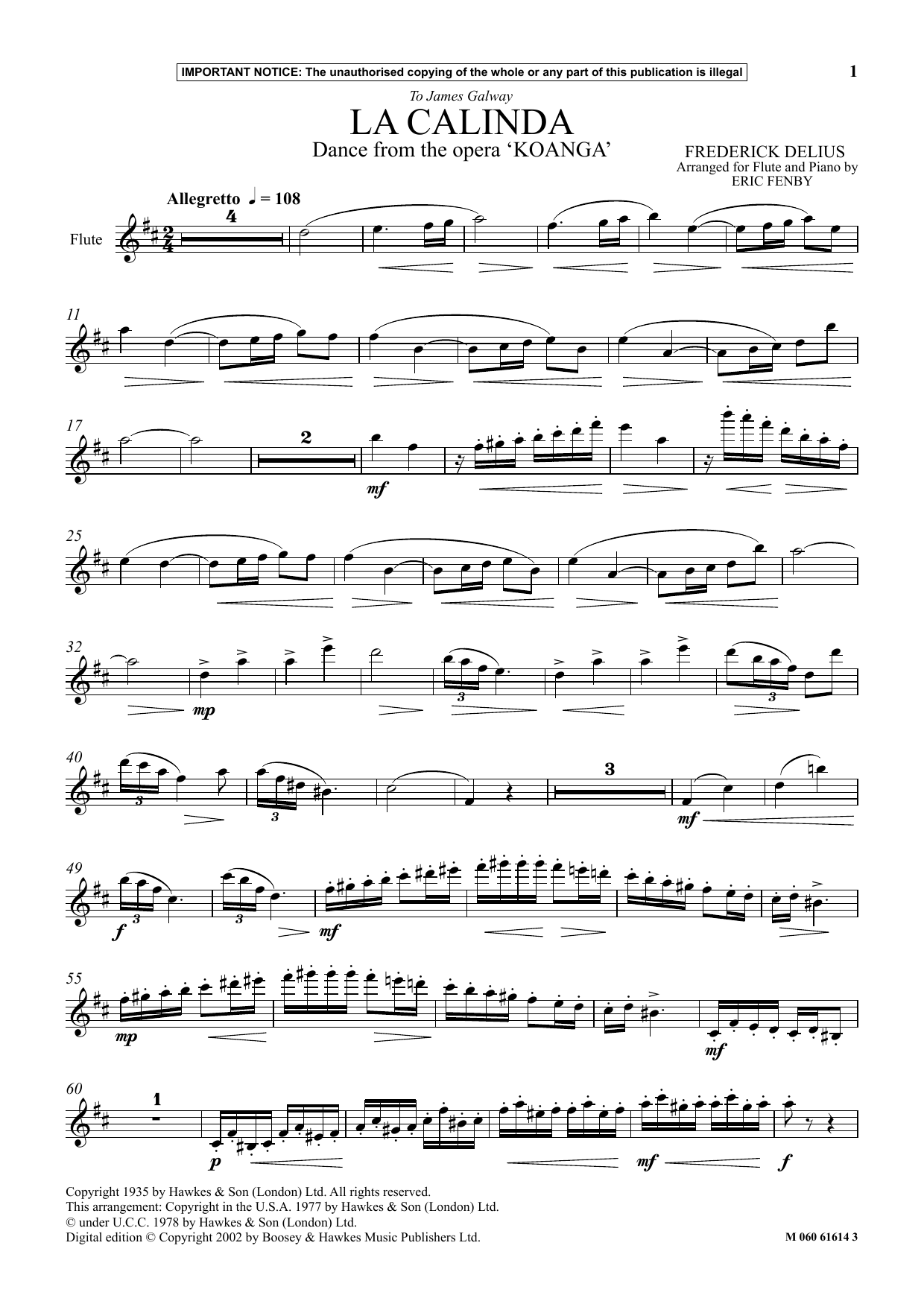 Learn to play Eric Fenby La Calinda (Dance from The Opera Koanga) sheet music for Instrumental Solo in minutes. Price: 5.9900$ Eric Fenby La Calinda (Dance from The Opera Koanga) sheet music notes and chords arranged for Instrumental Solo