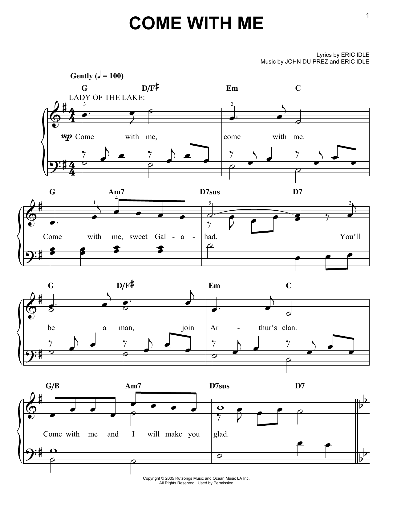 Learn to play Eric Idle Come With Me sheet music for Easy Piano in minutes. Price: 6.9900$ Eric Idle Come With Me sheet music notes and chords arranged for Easy Piano