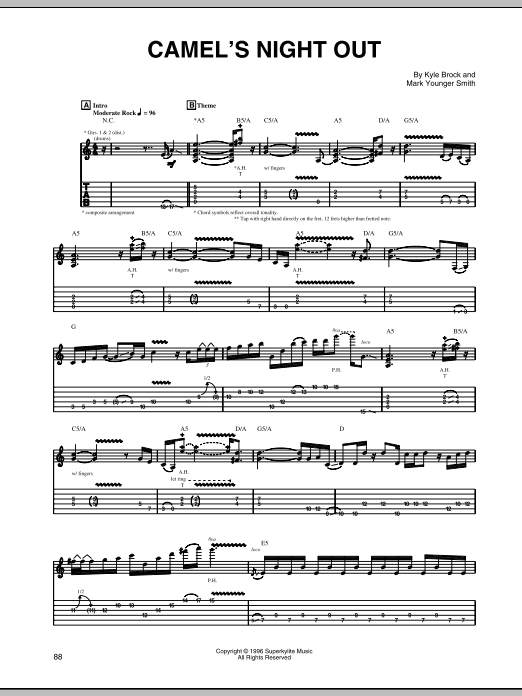 Learn to play Eric Johnson Camel's Night Out sheet music for Guitar Tab in minutes. Price: 6.9900$ Eric Johnson Camel's Night Out sheet music notes and chords arranged for Guitar Tab