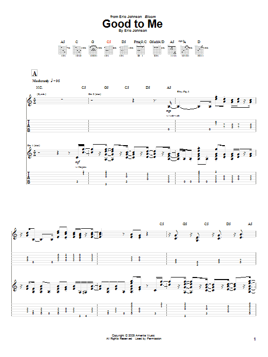 Eric Johnson Good To Me sheet music notes and chords. Download Printable PDF.